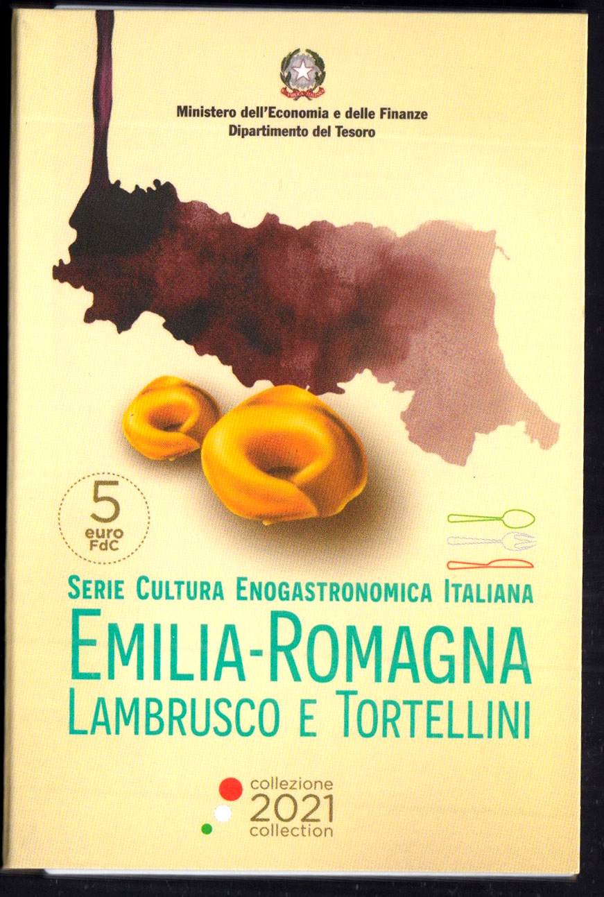 2021 - 5 Euro ITALIA Emilia-Romagna - Lambrusco e Tortellini Fdc