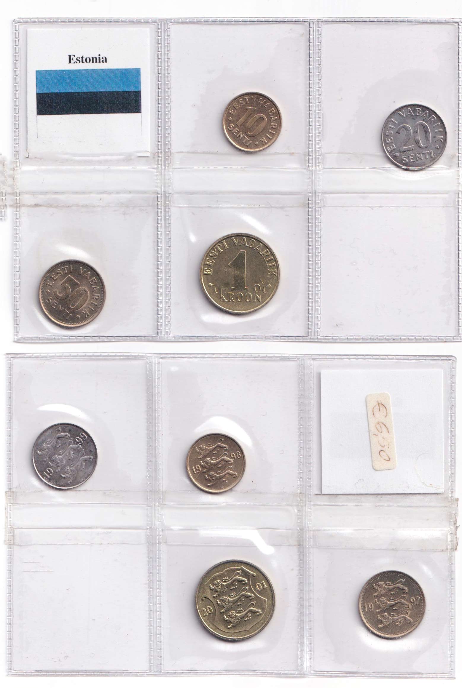 ESTONIA set monete circolate da  10 - 20 - 50 Senti + 1 Kroon Anni Vari Qfdc