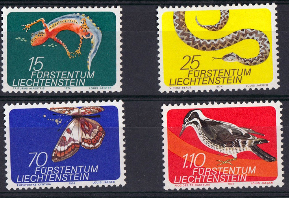 LIECHTENSTEIN - Fauna delle Paludi Yvert Tellier 552/55 Nuovi