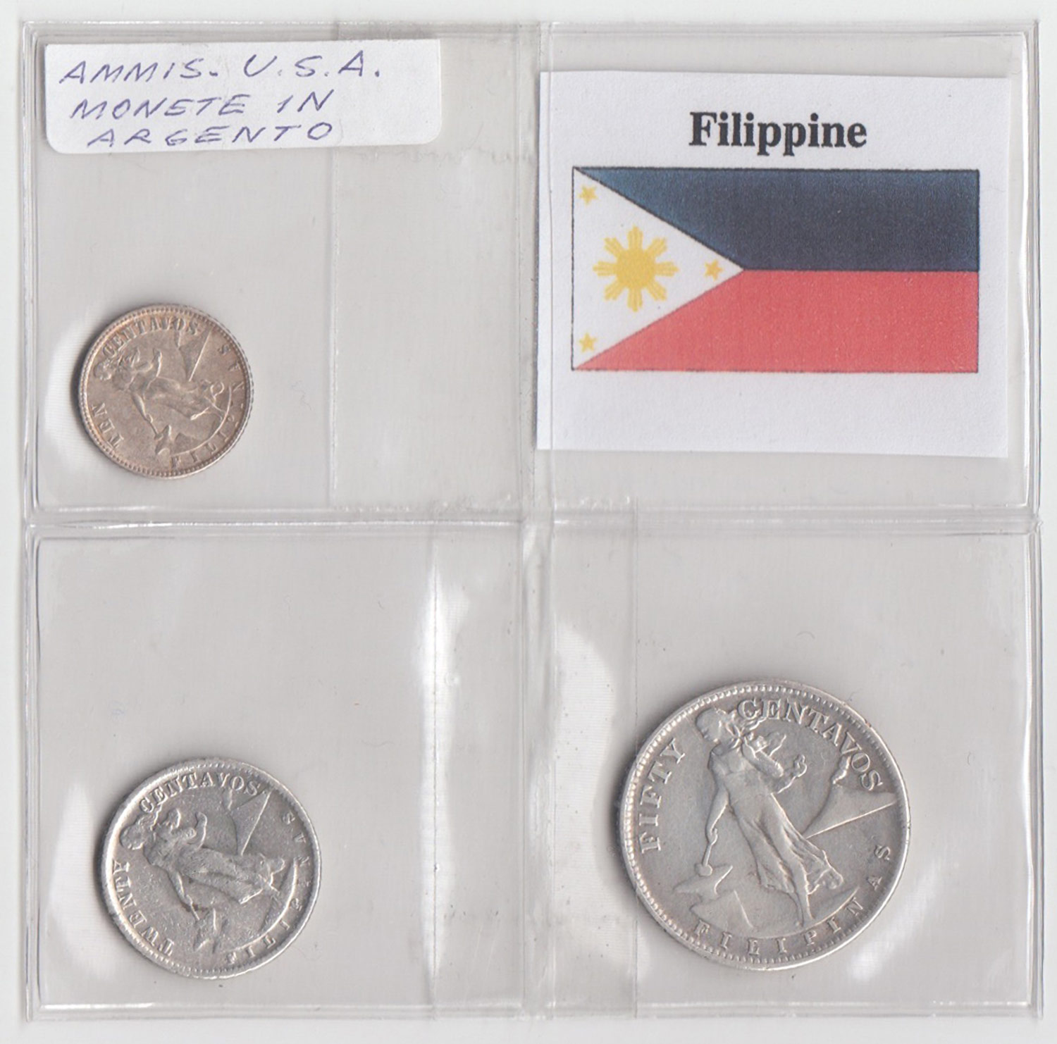 Filippine set composto da 10 - 20 - 50 1944-45 Centavos in Ag BB