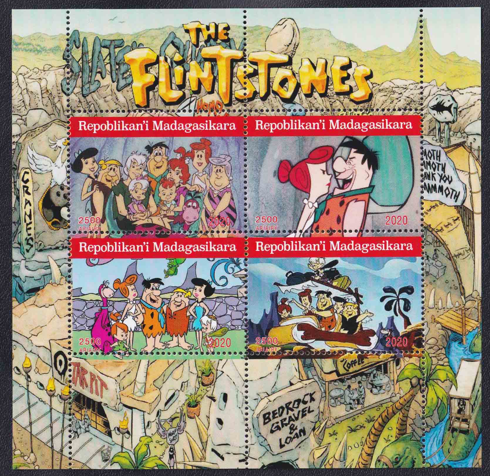 THE FLINTSTONES 2020 foglio di 4 francobolli foglio in perfette condizioni Nuovo