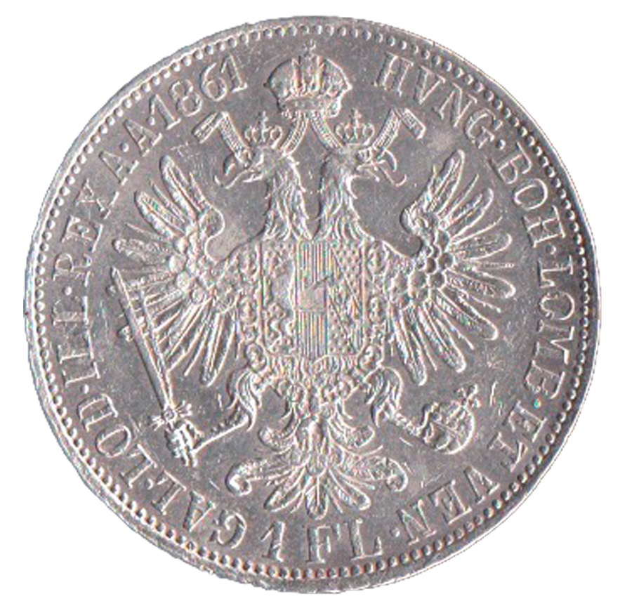 AUSTRIA 1 Florin 1861 A AG Franz Joseph I Stupenda