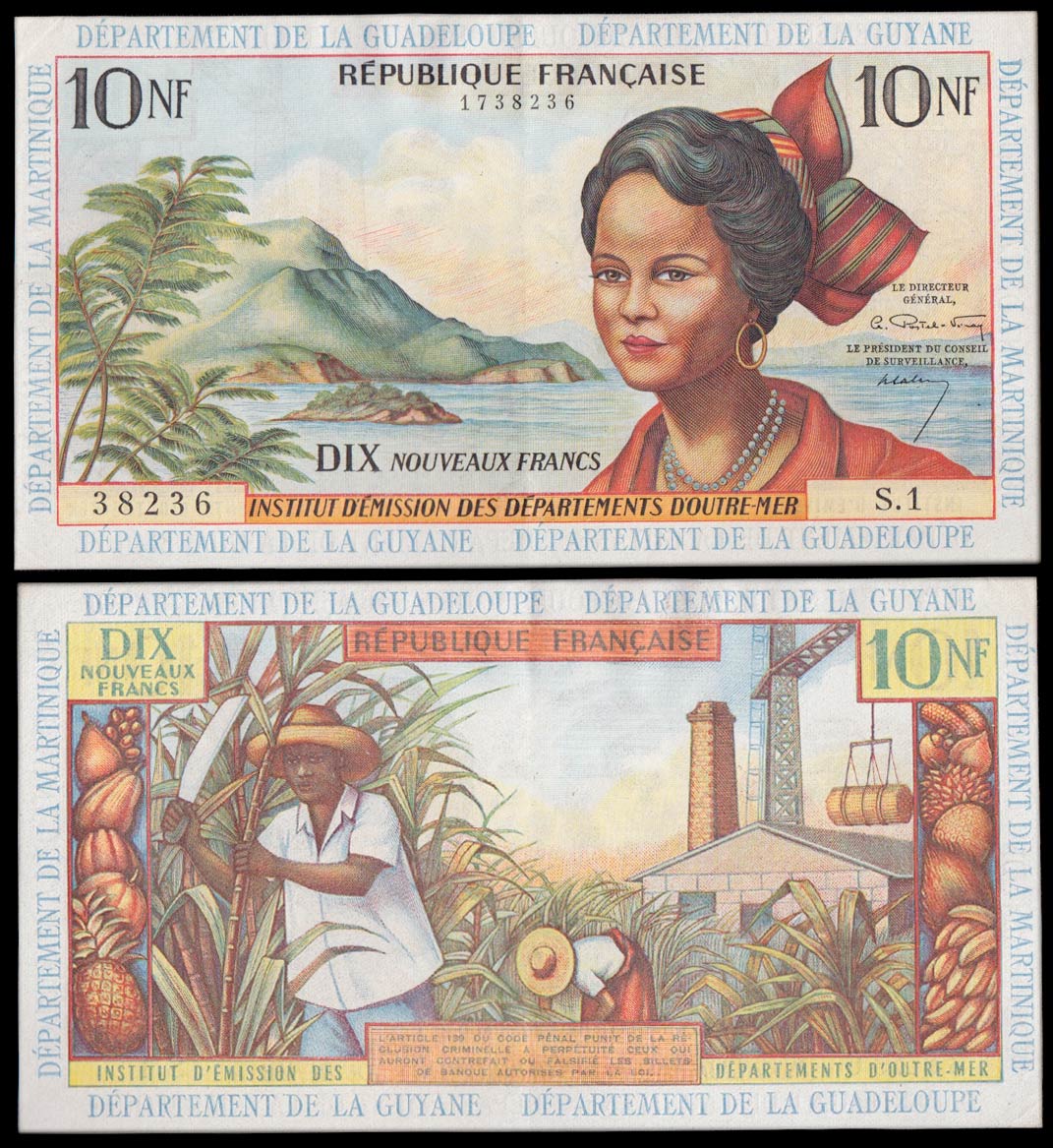 ANTILLE FRANCESI 10 Nouveaux Francs 1963 Stupenda Estremamente Rara