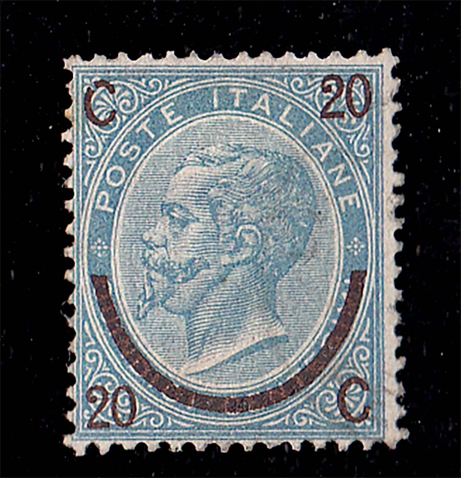 1865 - Vittorio Emanuele II francobollo stampato  De La Rue di Londra (Ferro Cavallo)
