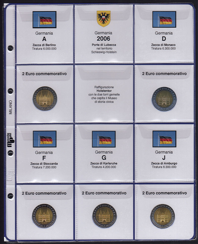 2006 Master Phil foglio e tasche con alloggiamenti per 2 euro Germania 5 Zecche