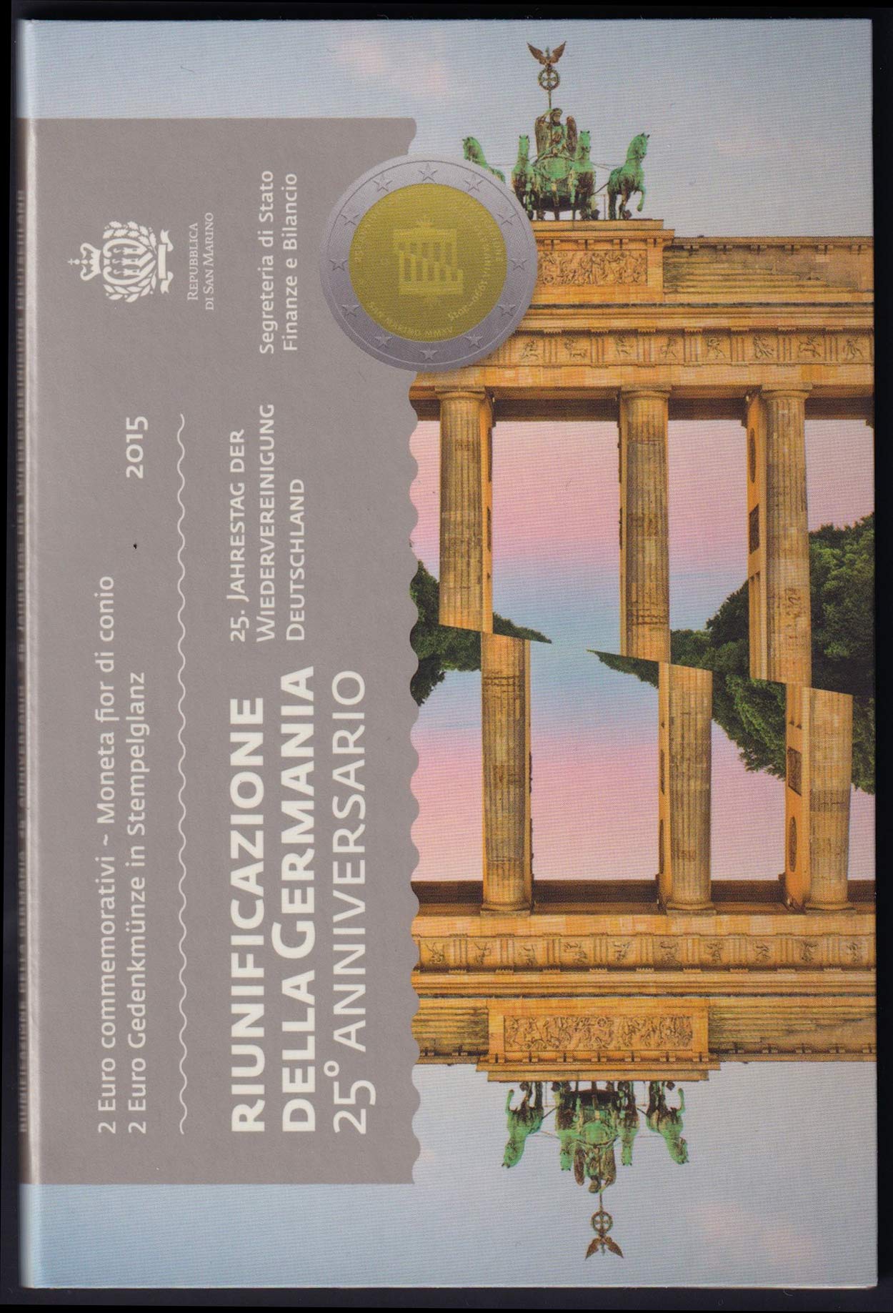 2015 - 25º Riunificazione Tedesca 2 € in Folder San Marino