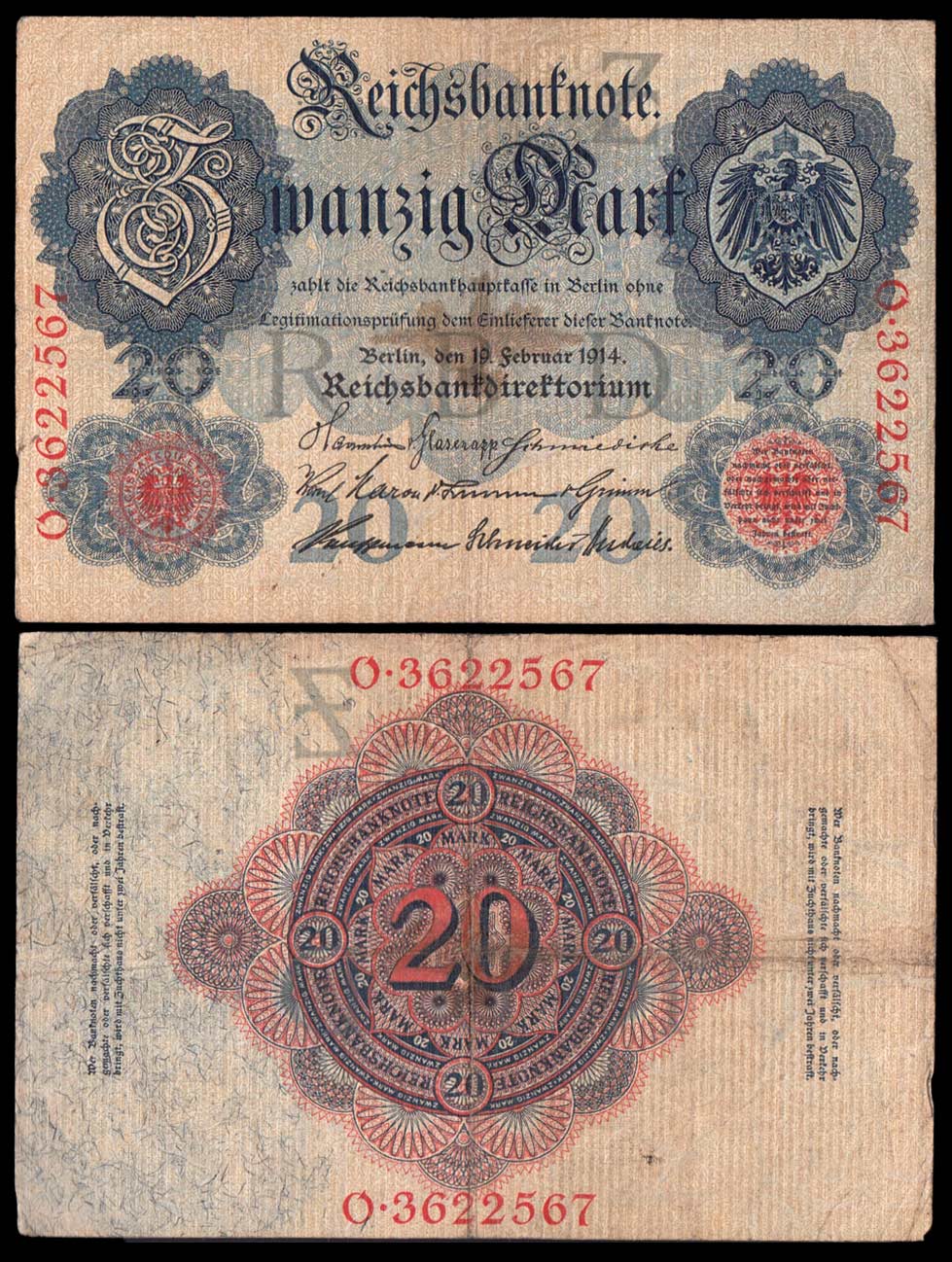 GERMANIA 20 Marchi 1908-10  Conservazione BB