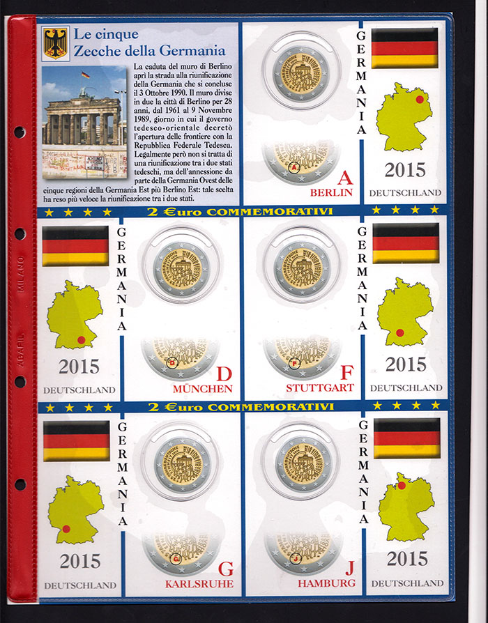 2015 Foglio Germania 2 Euro  5 Zecche Bandiera Europea