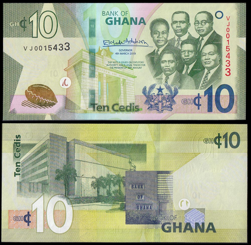 GHANA 10 Cedis 2019 Fior di Stampa