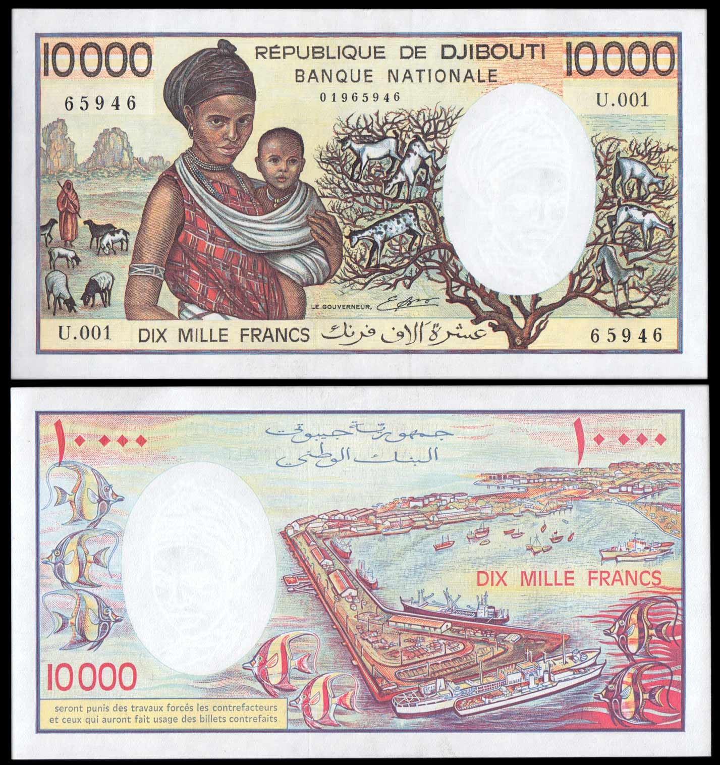 GIBUTI 10.000 Francs 1984 Madre con Bambino Fior di Stampa Rara