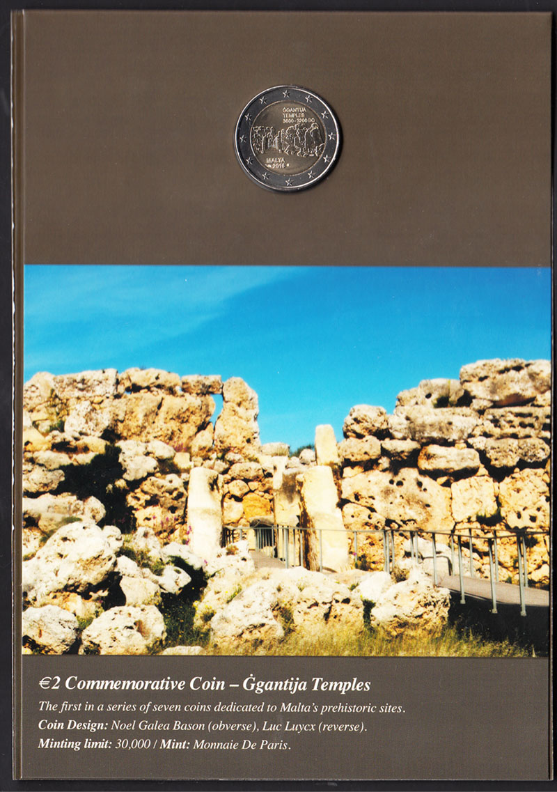 2016 - 2 Euro MALTA Sito Archeologico di Gigantia - Variante con segni di zecca francesi ai lati della data
