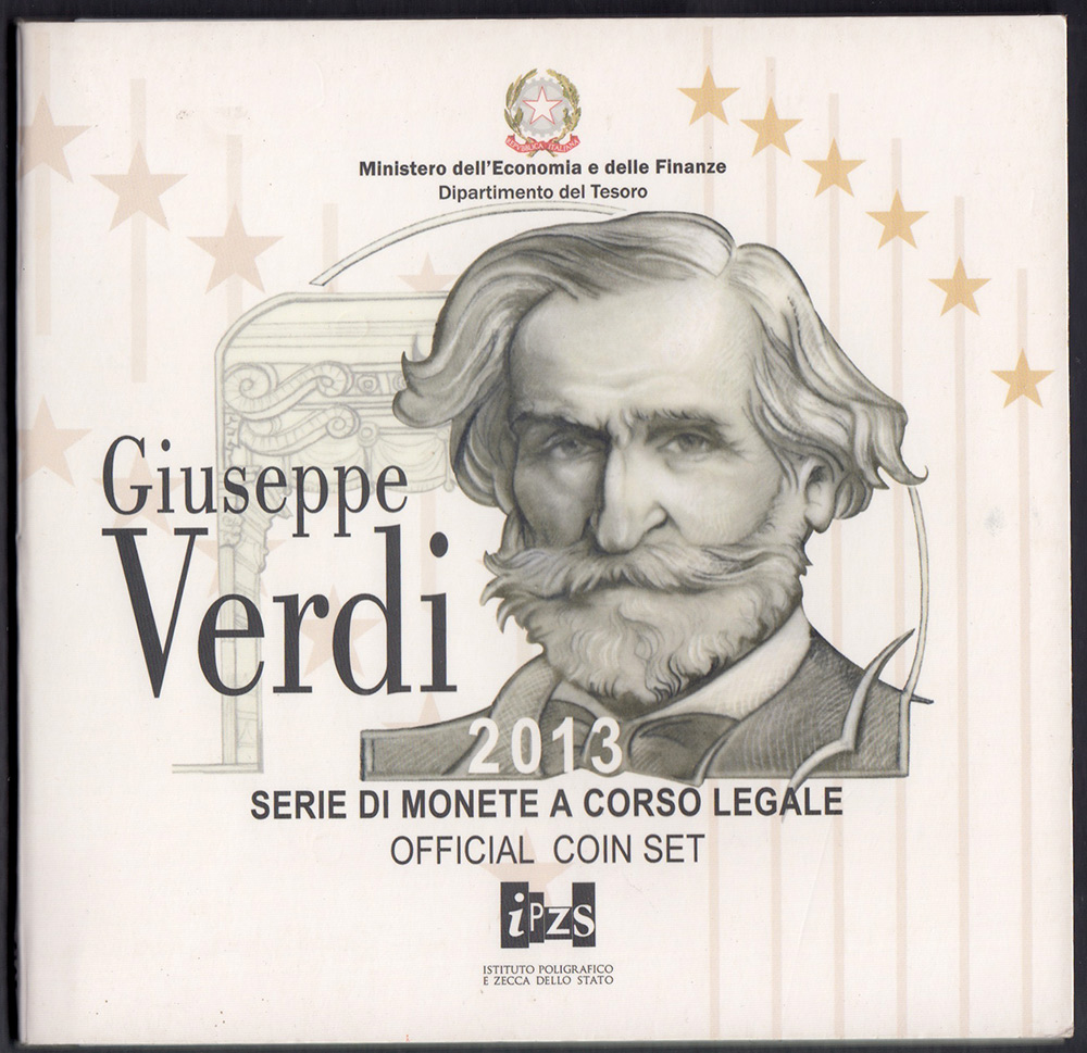 2013 - ITALIA Divisionale Ufficiale Euro 9 Monete Giuseppe Verdi FDC