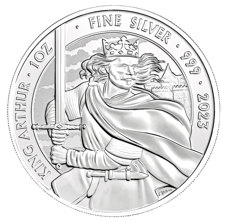 2023 - 2 Sterline d'argento  King Arthur  1 OZ Britannia BU