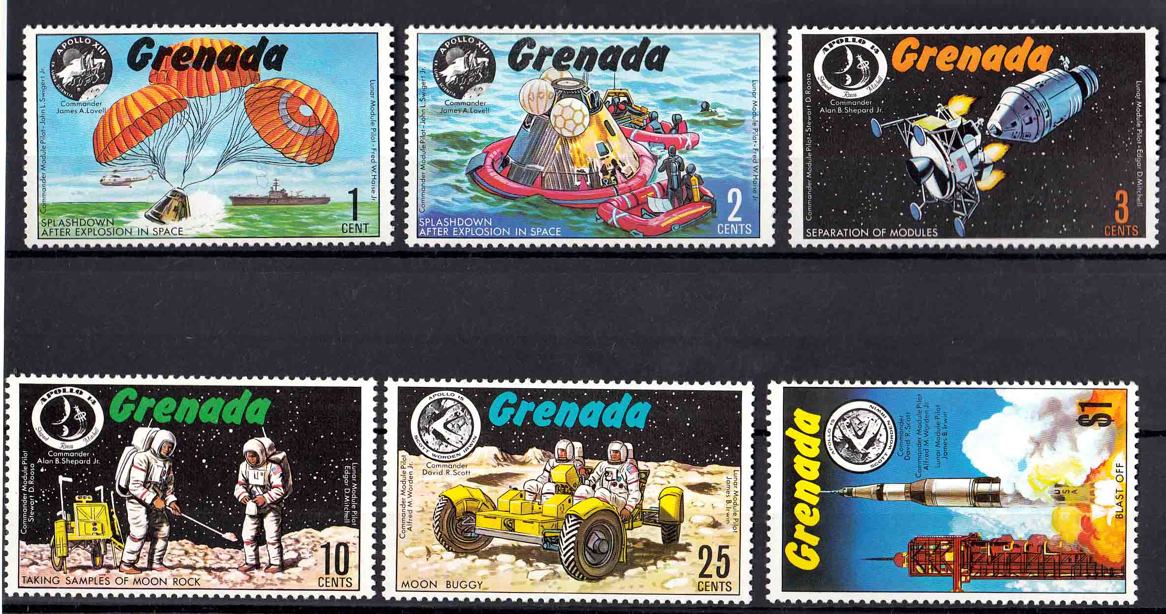 GRENADA Anni 80 Serie Dedicata alle esplorazioni spaziali 6 Valori Nuovi