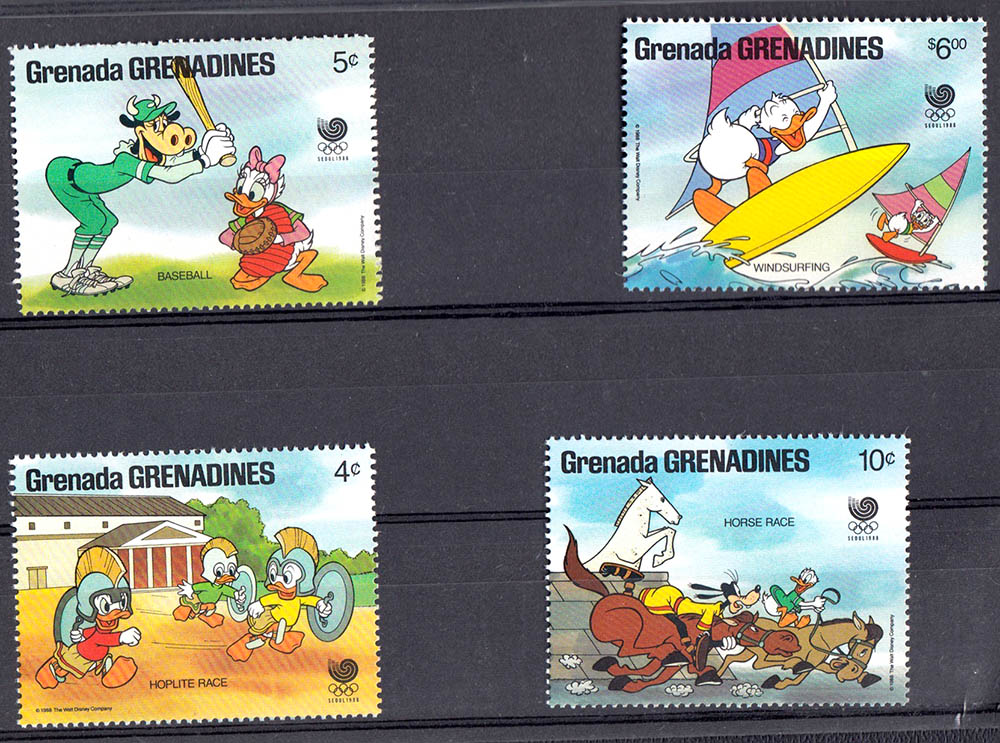 Grenada e Grenadines serie completa 818/821 Yvert e Tellier Clasici Disney