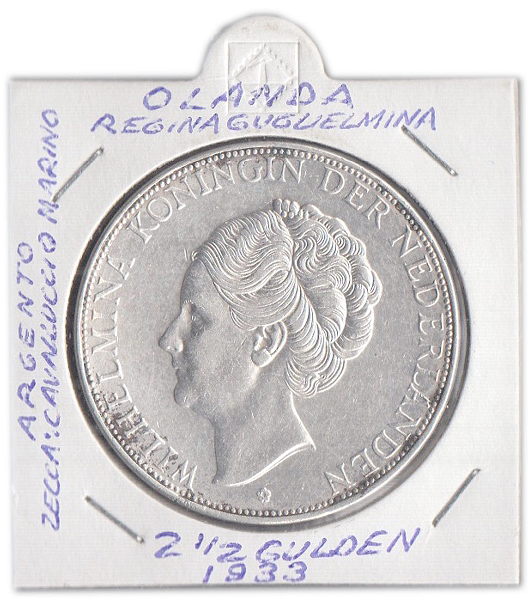 OLANDA - 2 1/2 Gulden 1933 AG Guglielmina BB