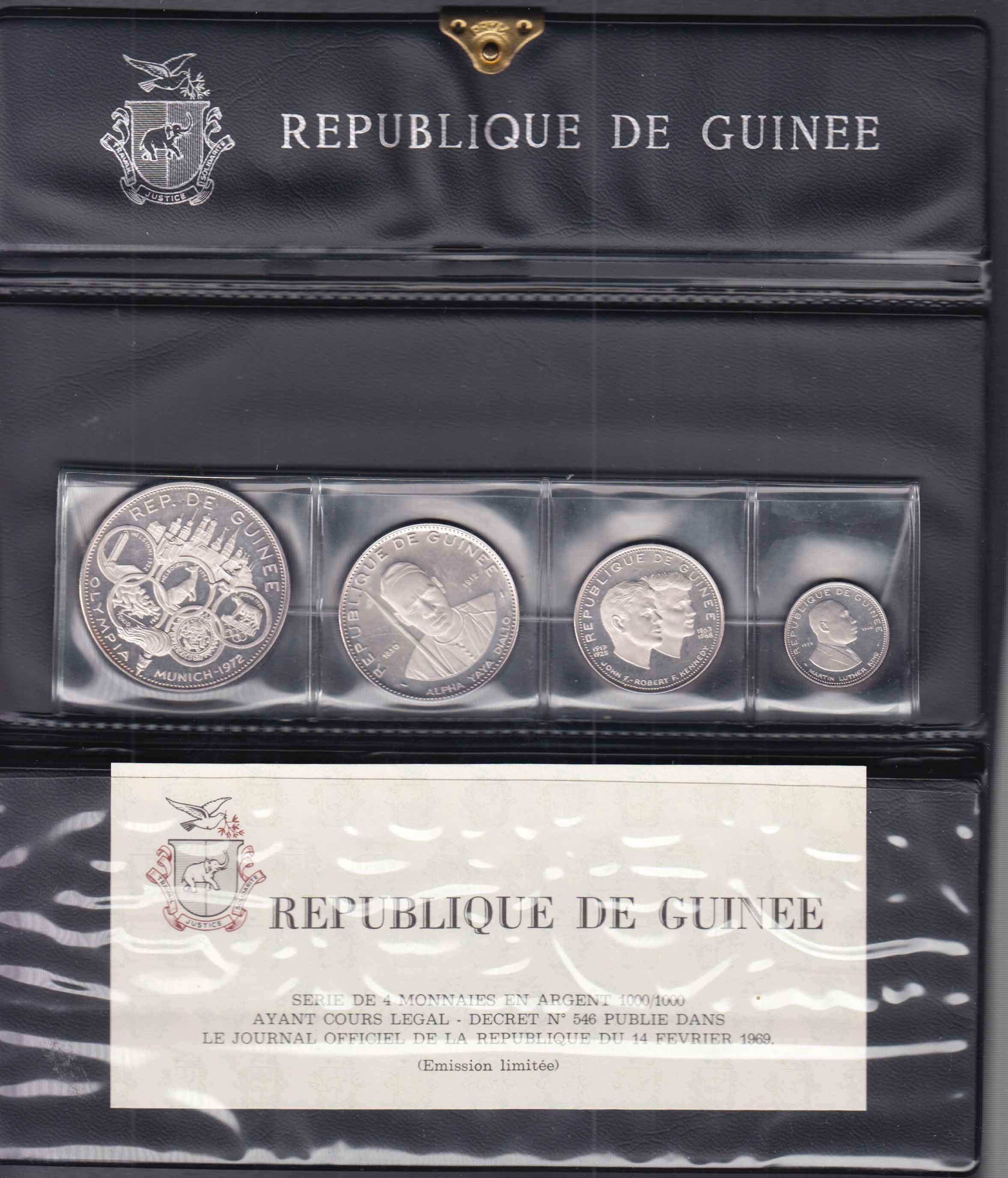 Repubblica di Guinea Set Ufficiale 1969 4 monete Argento