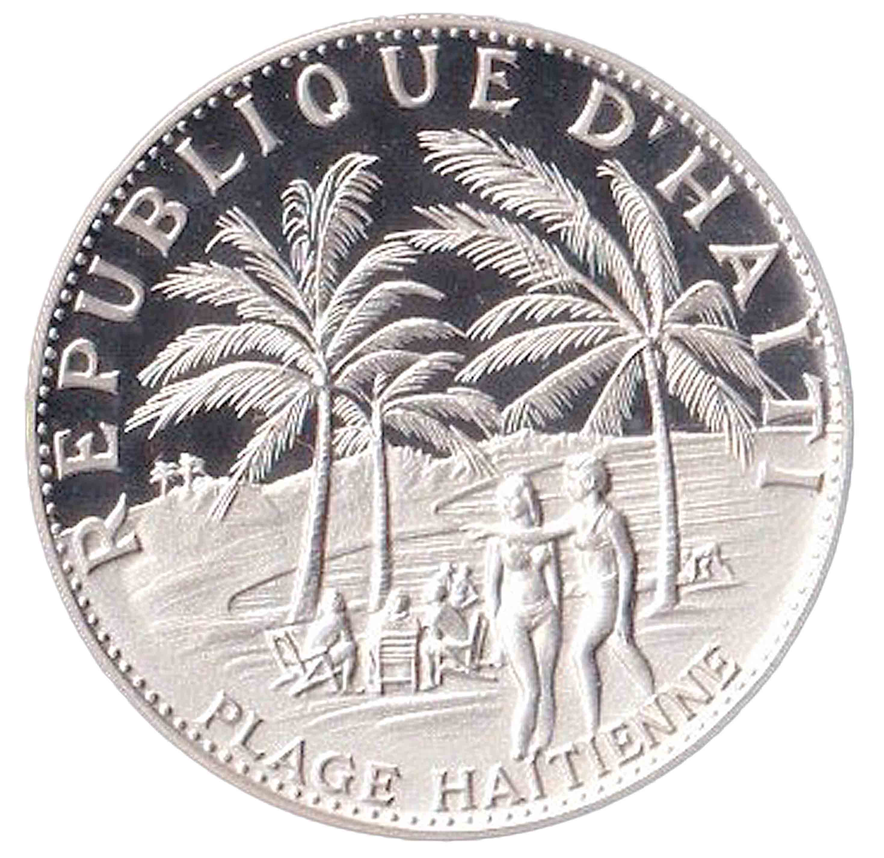 HAITI 5 Gourdes 1971 Argento Proof Plage Haitienne