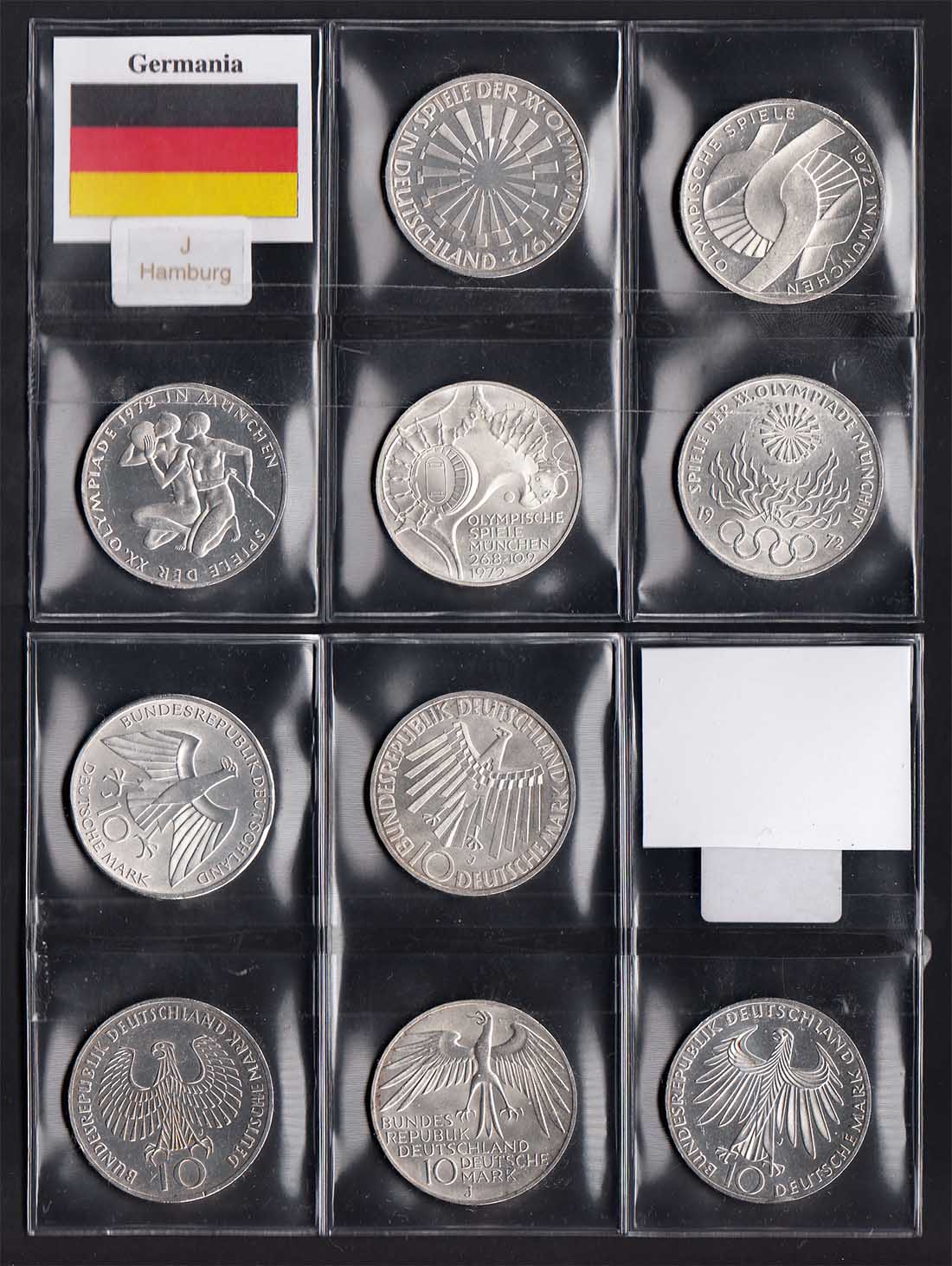 1972 - 5 monete da 10 Marchi 1972 Silver Germania Argento Olimpiadi Monaco Zecca J