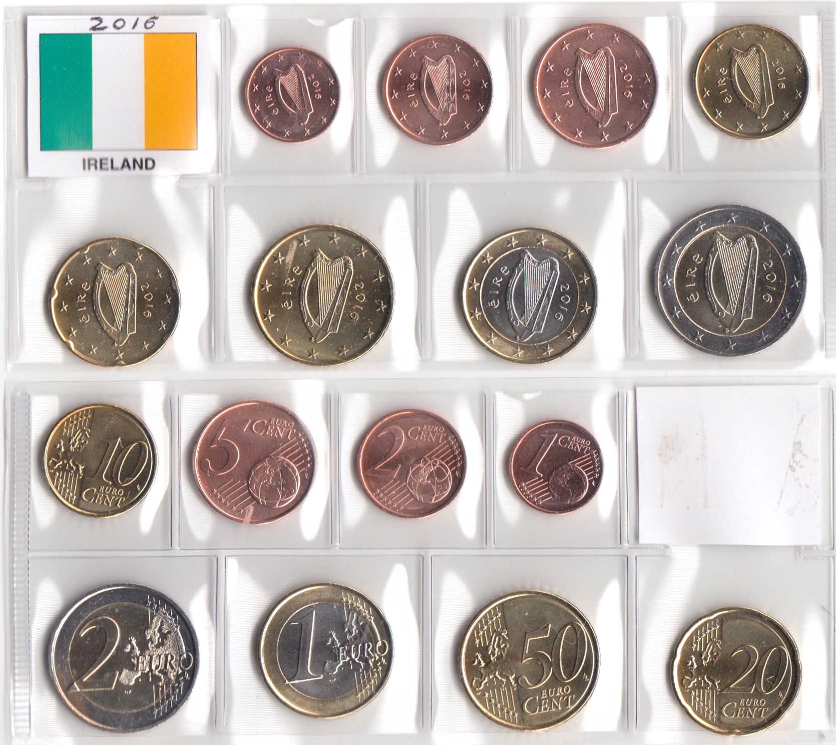 2016 - IRLANDA Serie 8 Monete Euro  fior di conio da divisionale