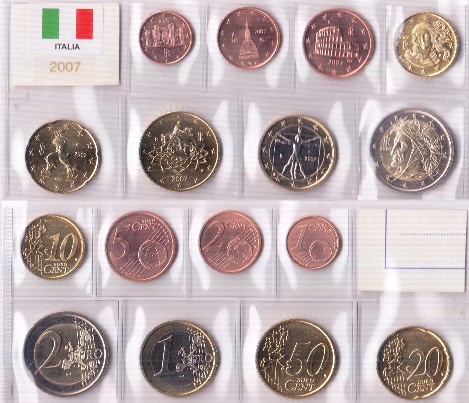 2007 - Italia Serie 8 monete in euro da divisionale Fdc