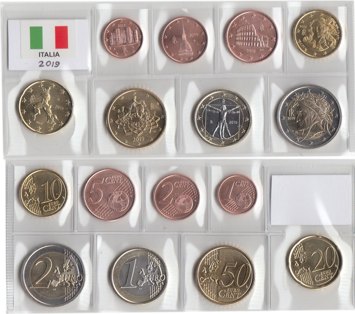 2019 - Italia Serie 8 Monete Euro Fior di Conio Fdc