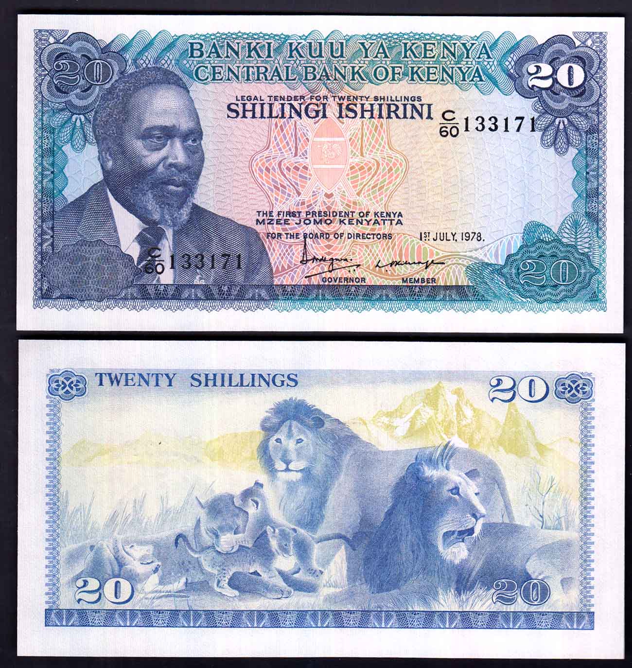 KENYA 20 Shillings 1978 P 17 Fior di Stampa