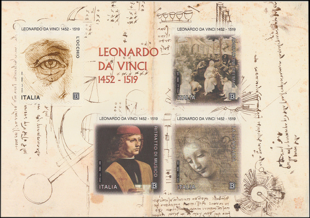 2019 Foglietto Leonardo Da Vinci V centenario della scomparsa Nuovo