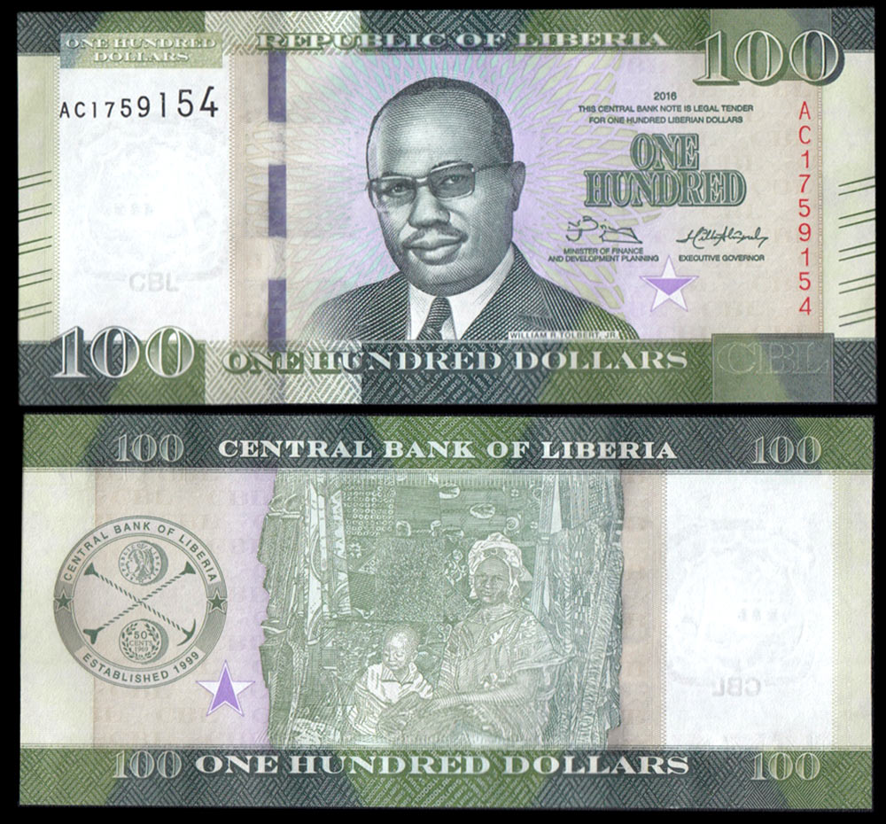 LIBERIA 100 Dollars 2016 Fior di Stampa