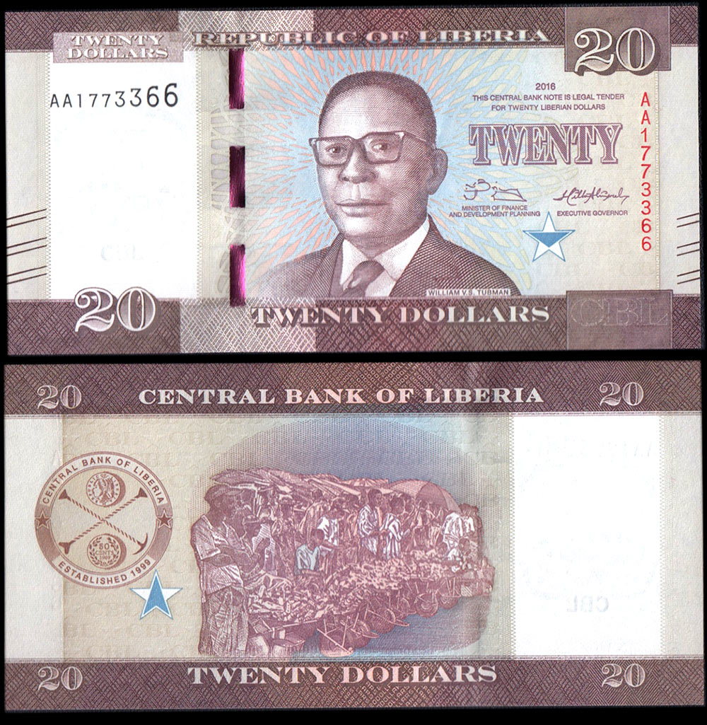 LIBERIA 20 Dollars 2016 Fior di Stampa
