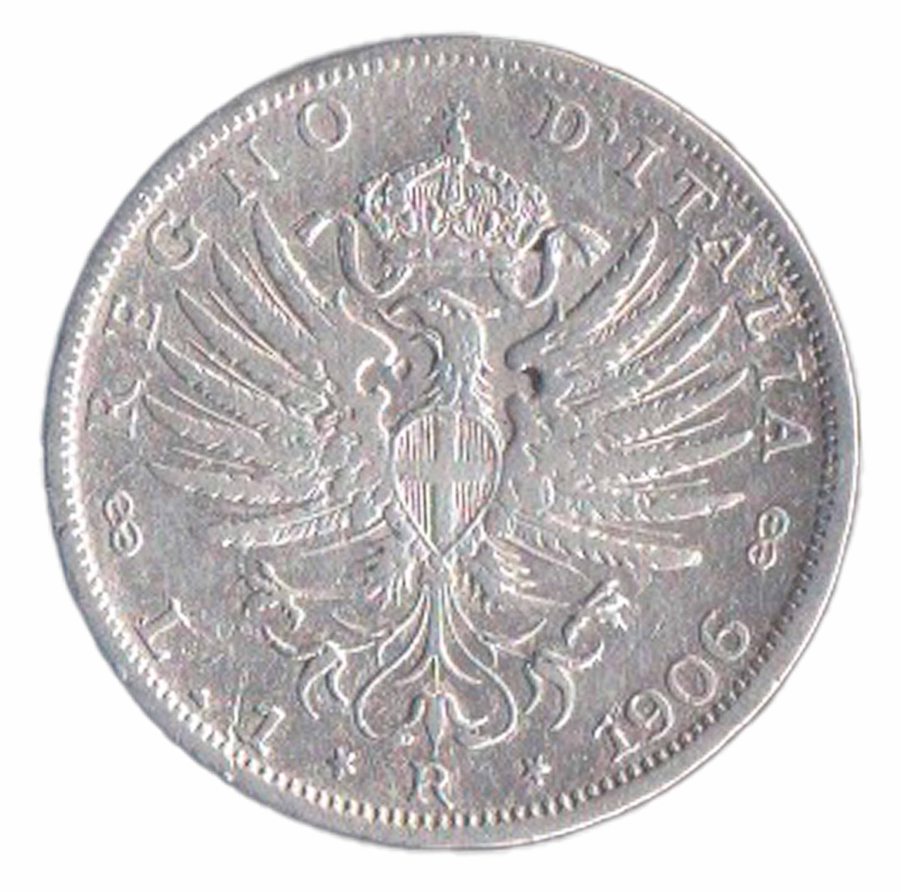 1906 Lire 1 Vittorio Emanuele III BB+ Sigillata Ag