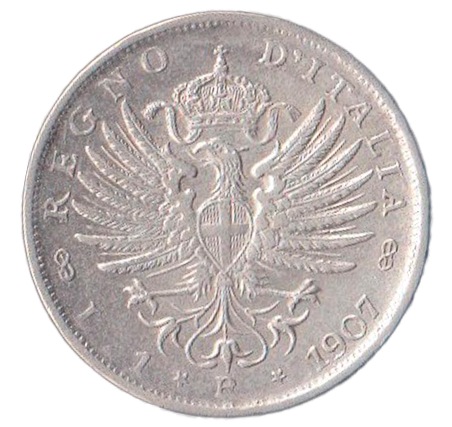 1907 1 Lira Sigillato Aquila Sabauda Spl Vittorio Emanuele III