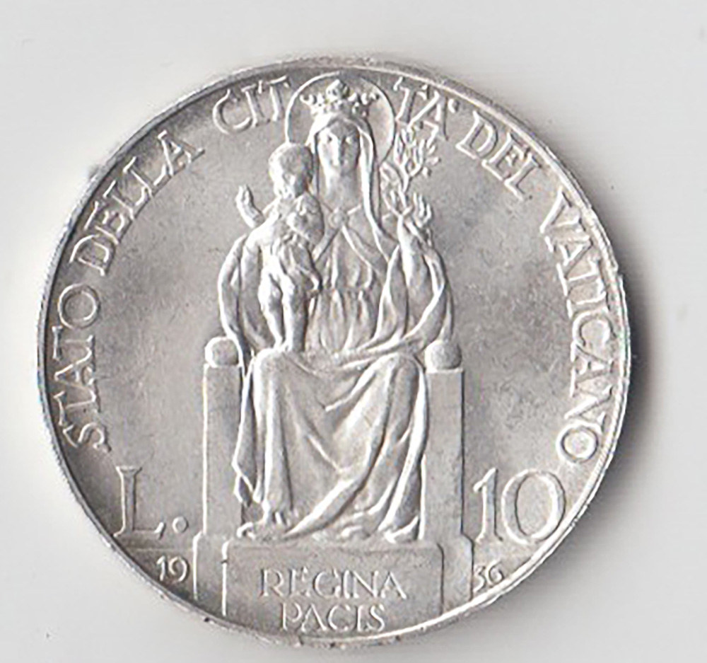 1936 - Lire 10 Ag Pio XI Fior di Conio