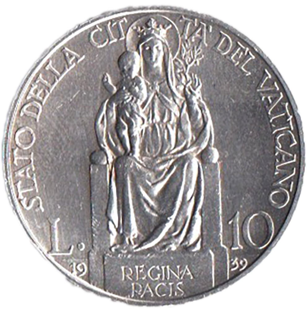 1939 - 10 Lire Vaticano Pio XII Madonna della Pace Fior di Conio