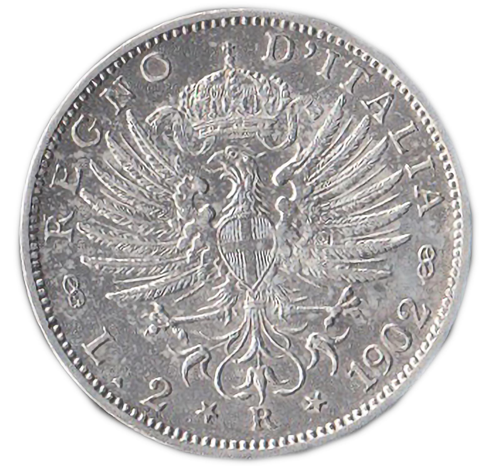 1902 2 Lire Sigillato Aquila Sabauda Vittorio Emanuele III Rara Q/Spl