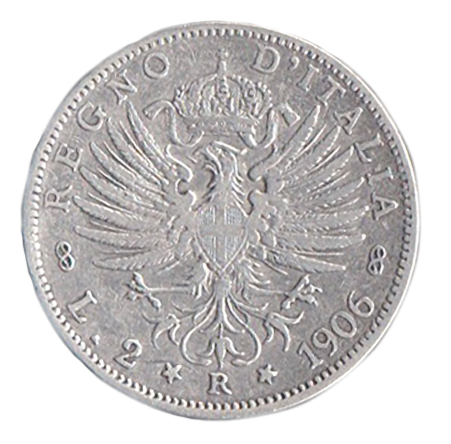 1906 2 Lire Sigillato Aquila Sabauda Vittorio Emanuele III BB+