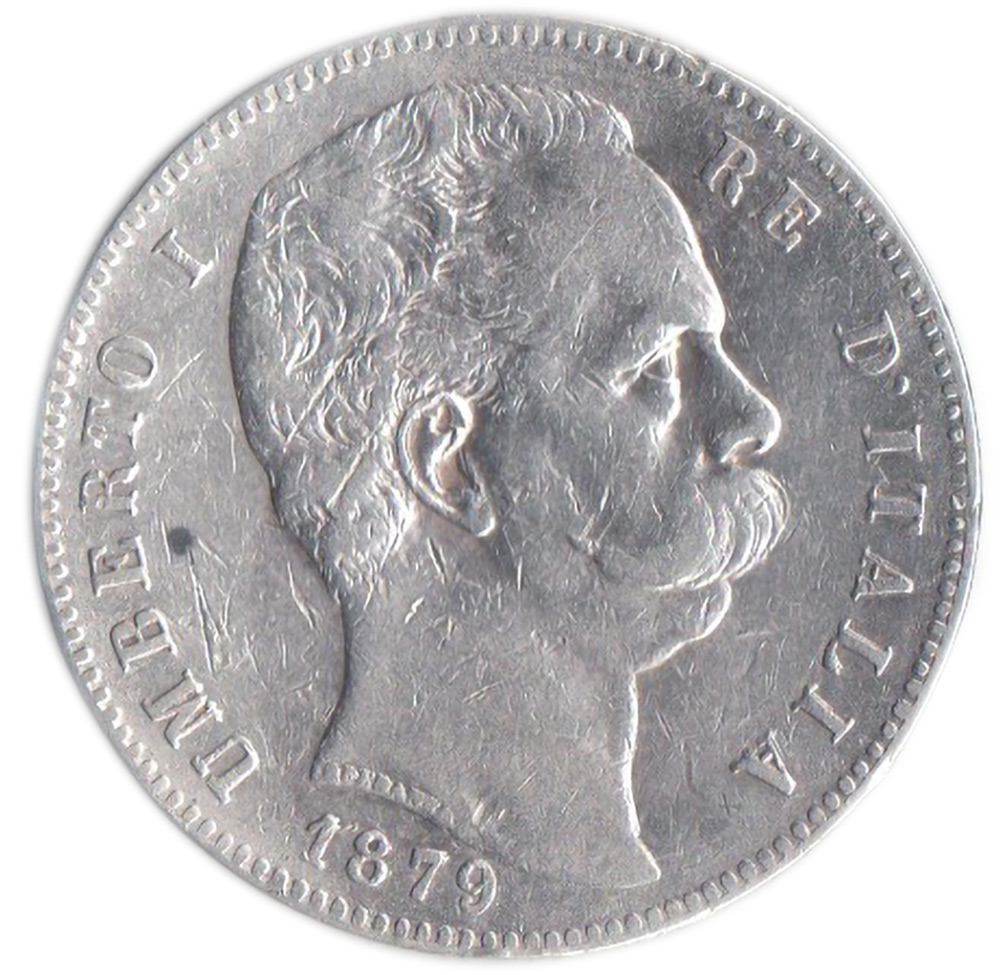 1879 - 5 Lire 1879 Umberto I  MB Argento