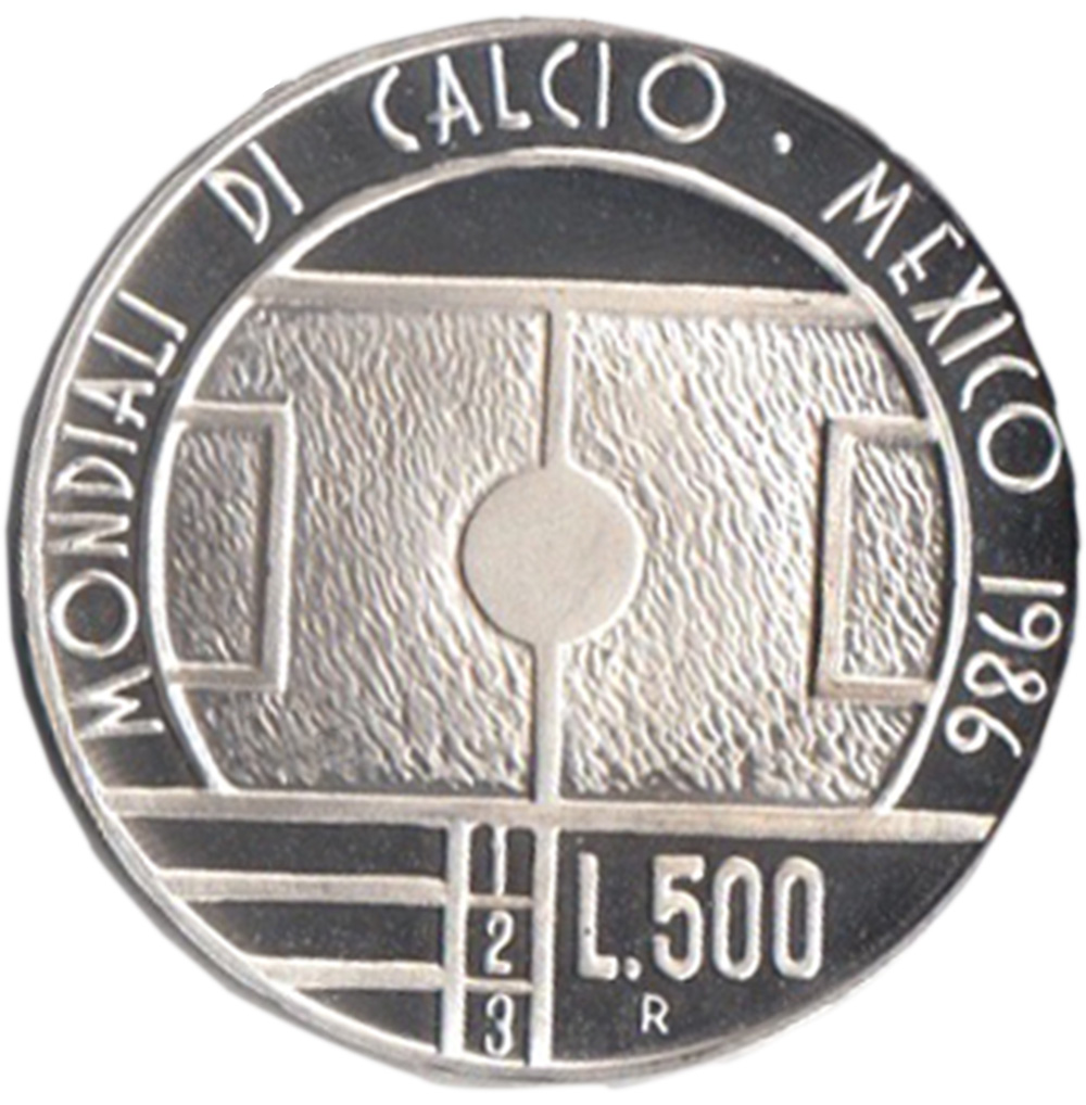 1986 - San Marino 500 Argento Mondiali di Calcio in Messico Proof