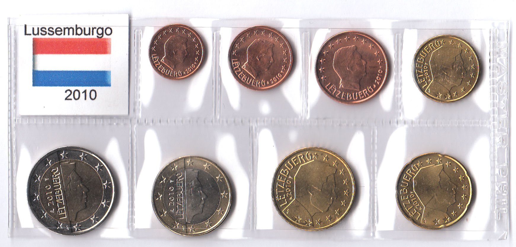 2010 - Serie 8 monete euro LUSSEMBURGO Fior di Conio