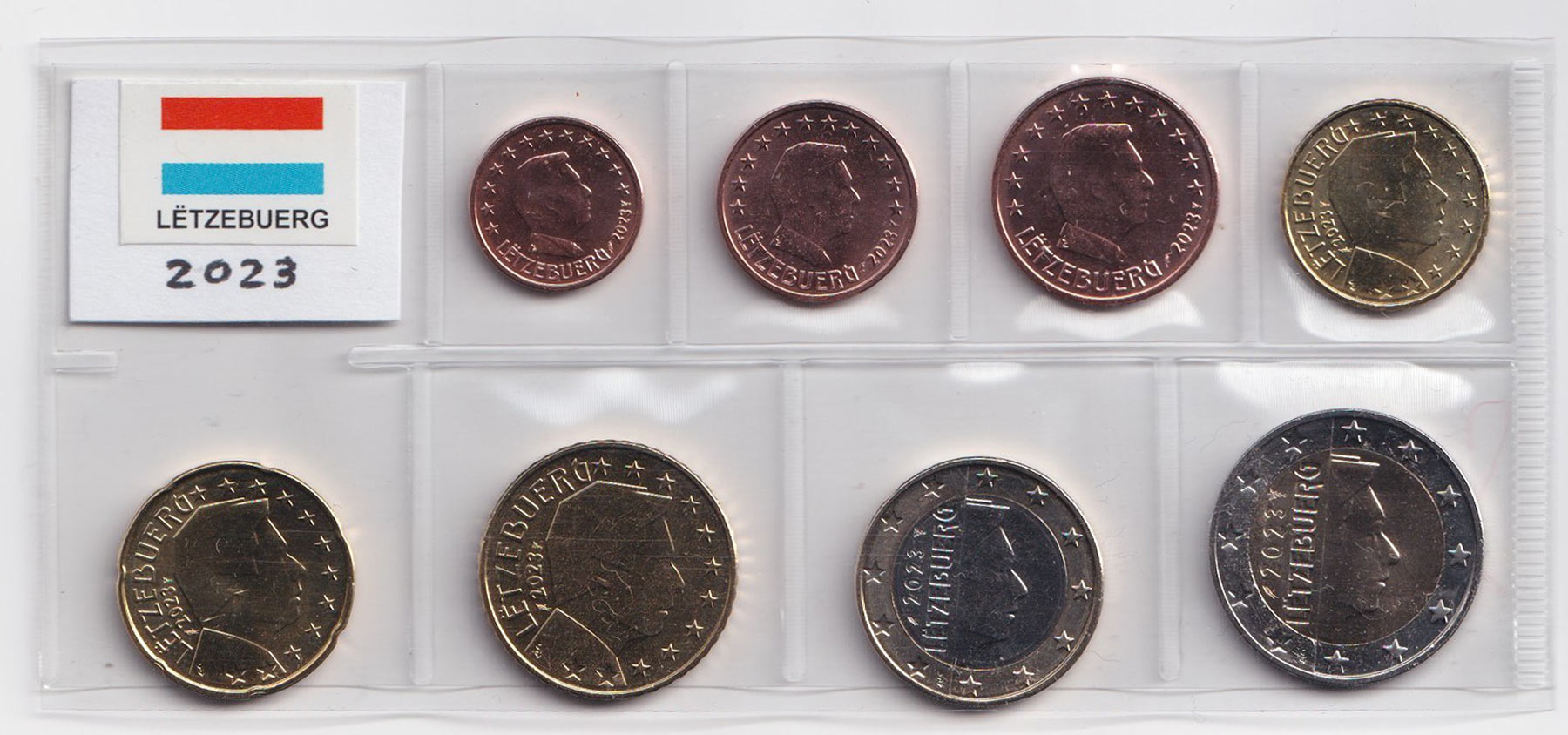 2023 - Serie 8 monete euro LUSSEMBURGO Fior di Conio