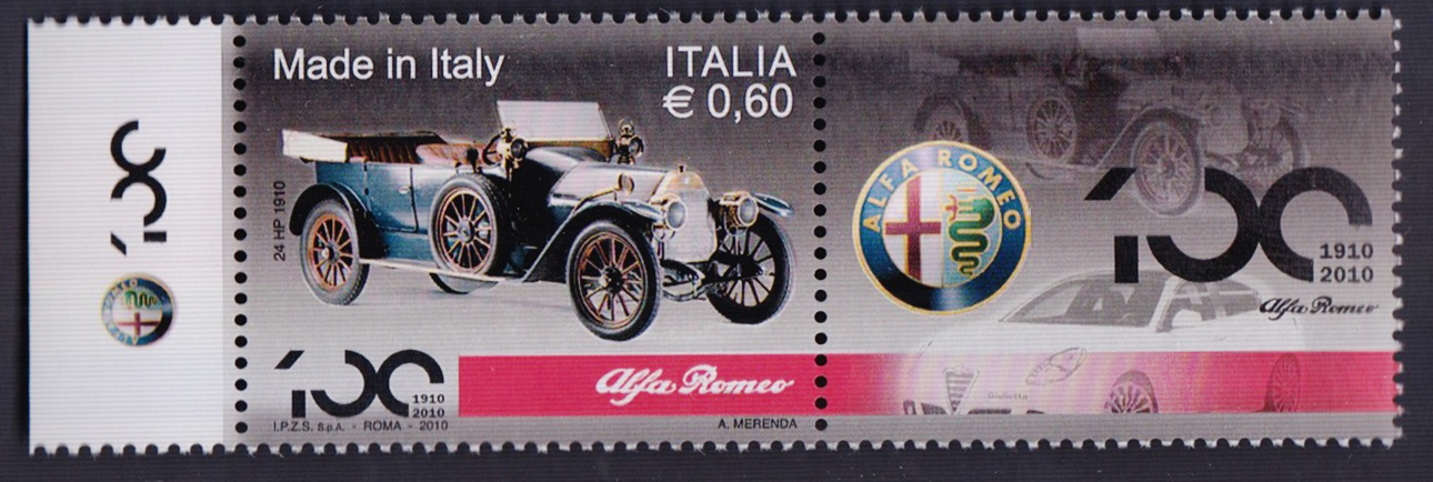 ITALIA 2010 Francobollo Alfa Romeo 24 HP 1910 Nuovo