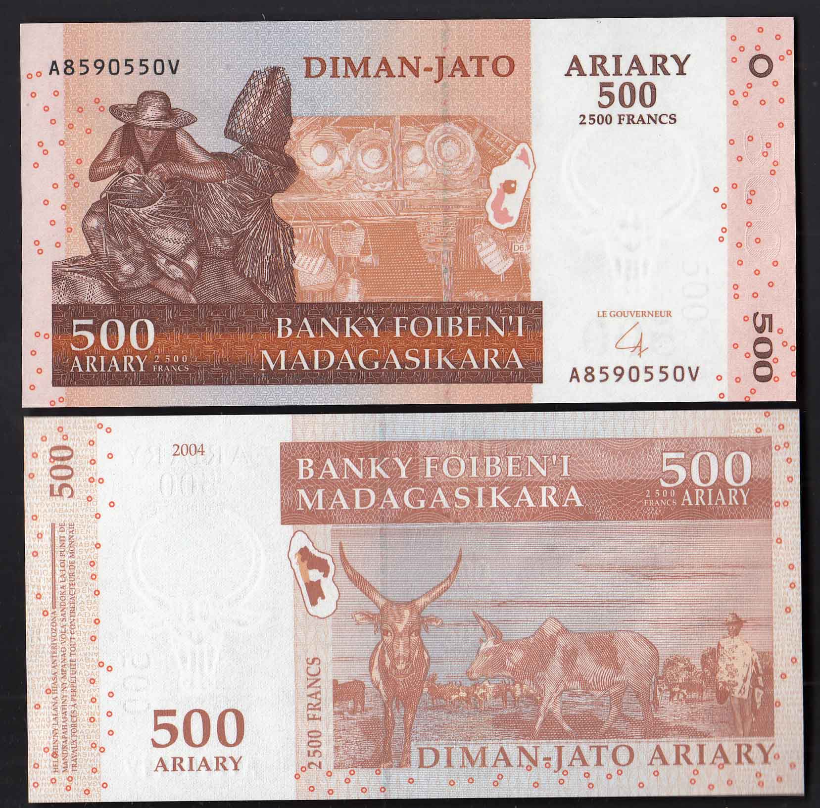 MADAGASCAR 500 Ariary 2004 Fds