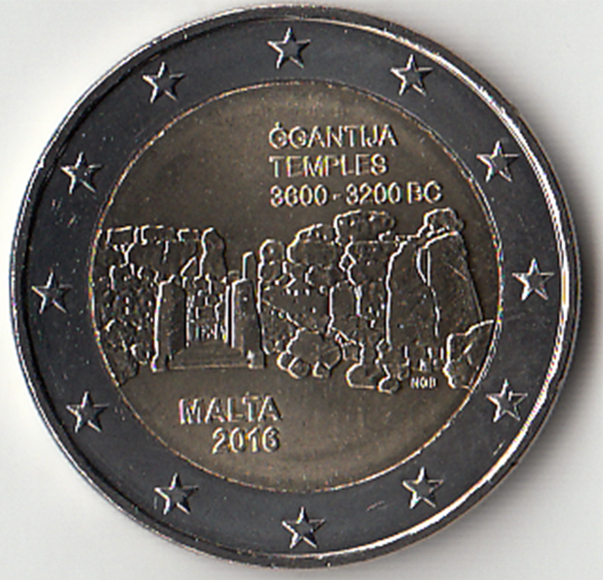 2016 - 2 Euro MALTA Sito Archeologico di Gigantia - Variante 1 Fdc
