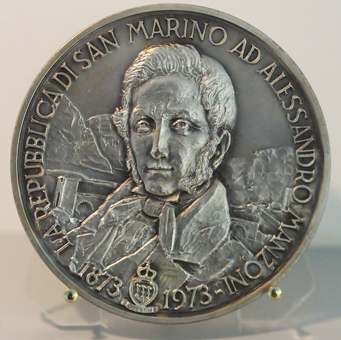 Medaglia emessa da San Marino argento I° Centenario morte Alessandro Manzoni 1973