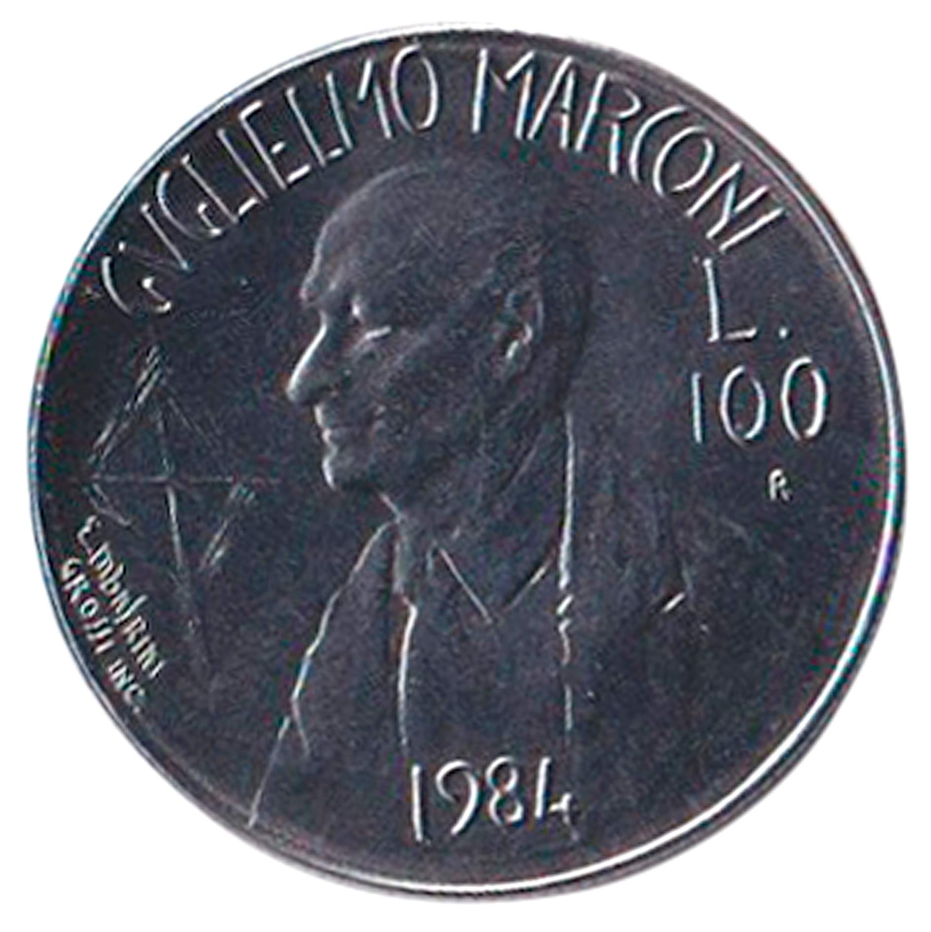 1984 100 Lire Acmonital Guglielmo Marconi Fior di Conio San Marino