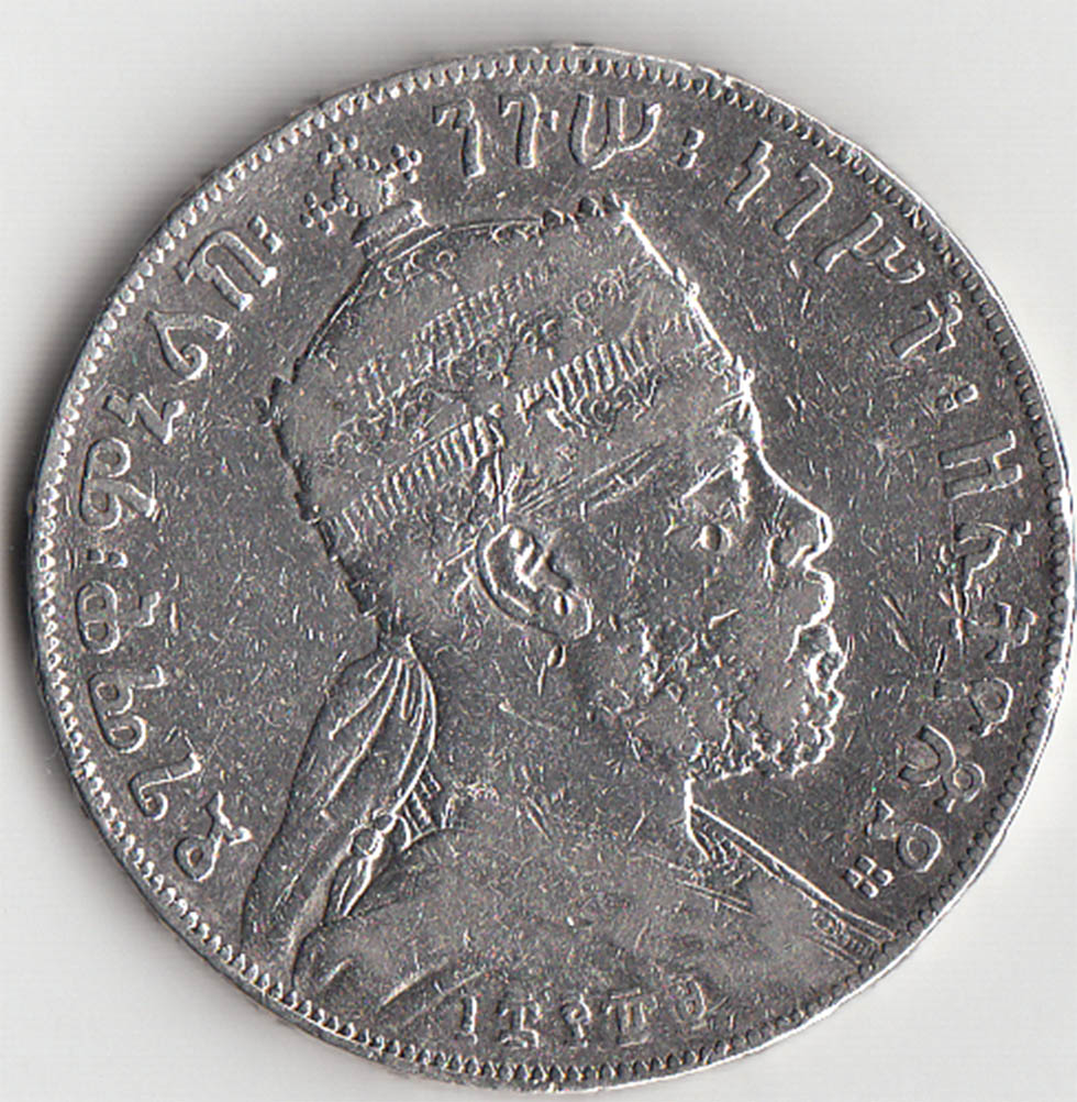 ETIOPIA 5 Birr Impero 1887 Argento Menelik II