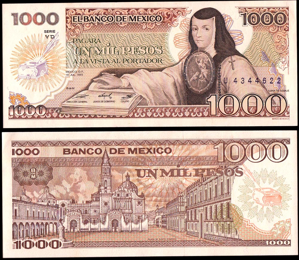 Messico 1000 Pesos 1985 Serie YD Fior di Stampa