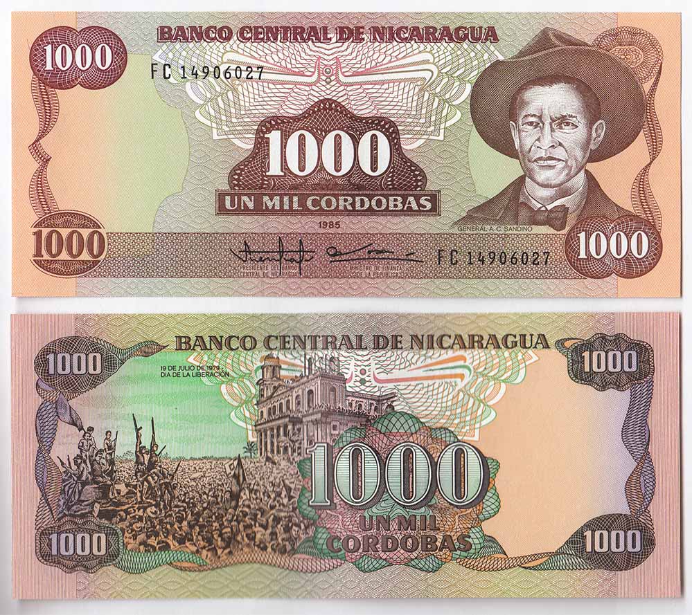 NICARAGUA 1000 Cordobas 1985 Fior di Stampa