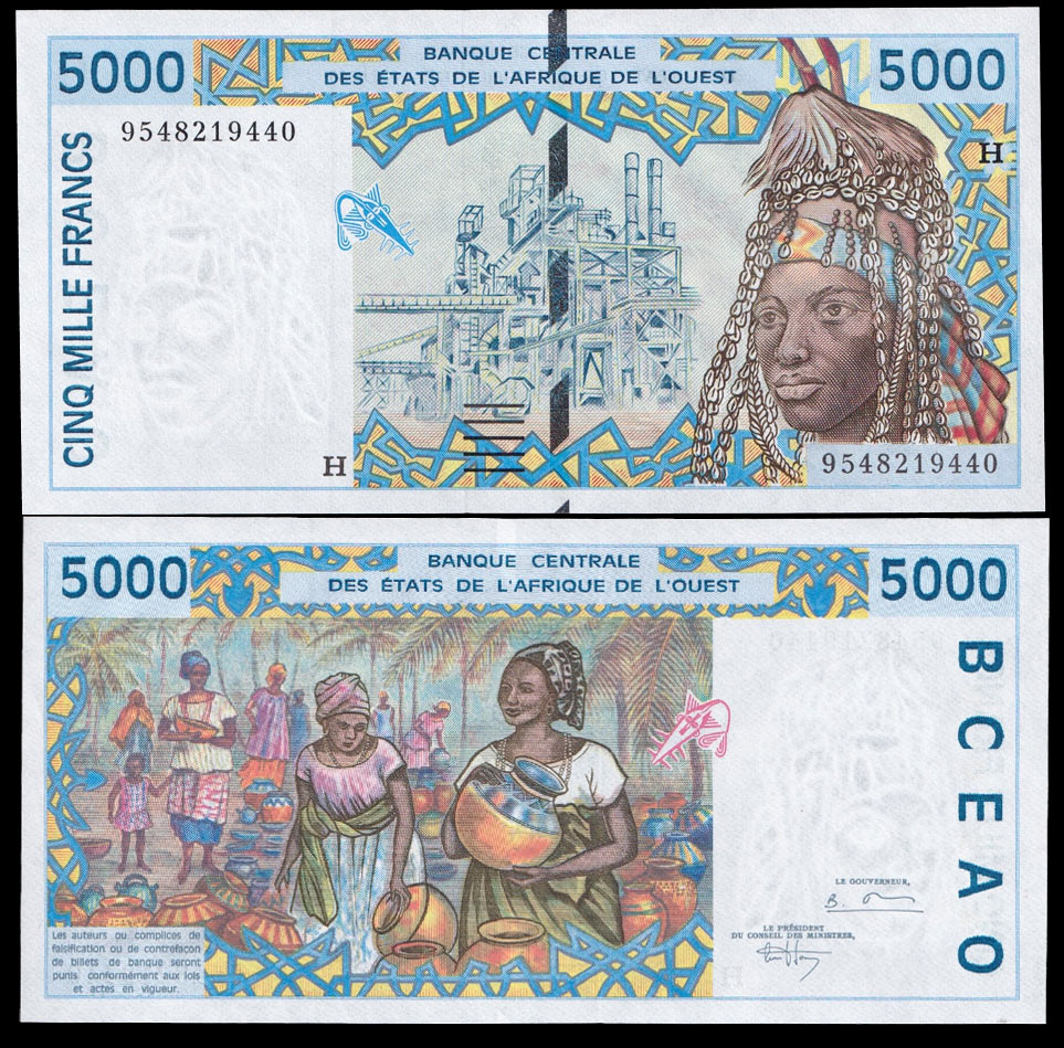 NIGER Stati Africa Occidentale 5000 Francs 1995 P 613 Hc