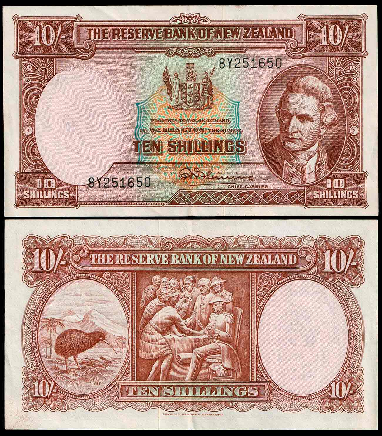 Nuova Zelanda 10 Shillings 1940-1967 "James Cook" Stupenda